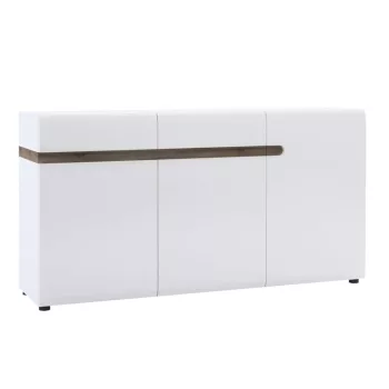   Komód, fehér - extra magas fényű HG/trufla sonoma tölgy, LYNATET 40