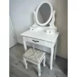 Fésülködőasztal zsámollyal, fehér/ezüst, LINET NEW