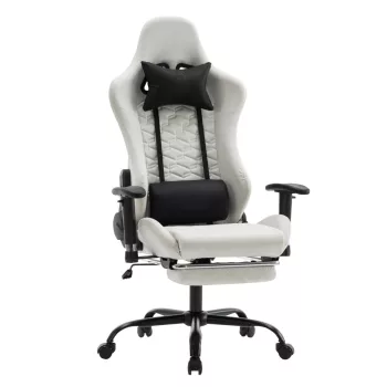 Irodai/gamer szék, fehér/fekete, PAPIBAS