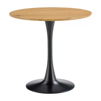 Étkezőasztal, tölgy/fekete, átmérő 80 cm, REVENTON NEW