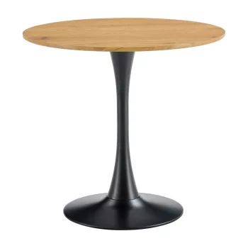 Étkezőasztal, tölgy/fekete, átmérő 80 cm, REVENTON NEW