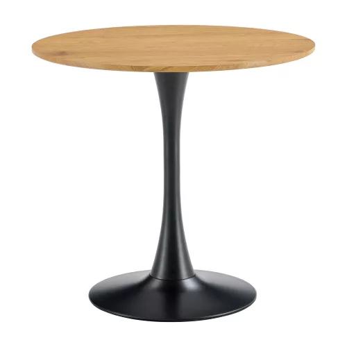 Étkezőasztal, tölgy/fekete, átmérő 80 cm, REVENTON NEW