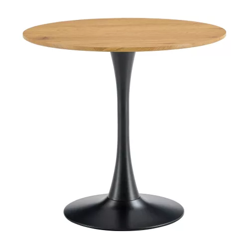 Étkezőasztal, tölgy/fekete, átmérő 80 cm, REVENTON NEW