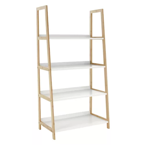 4 polcos állvány, fehér/természetes, KOEN TYP 2