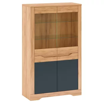 Vitrin C, tölgy craft arany/grafit szürke, FIDEL