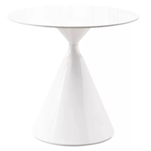 Étkezőasztal, világos márvány/fehér, átmérő 80 cm, VALER