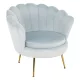 Fotel Art-deco stílusban, szürke-kék Velvet anyag/gold chróm-arany, NOBLIN
