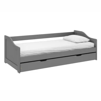   Ágy kihúzható pótággyal, szürke, tömörfa, 90x200, LAURA NEW