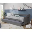 Ágy kihúzható pótággyal, szürke, tömörfa, 90x200, LAURA NEW