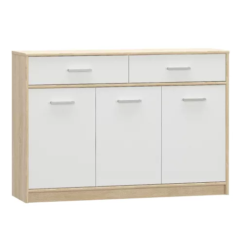 komód 3D2S, fehér/tölgy sonoma, TEYO