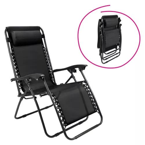 Kerti állítható szék, fekete, GERALD NEW