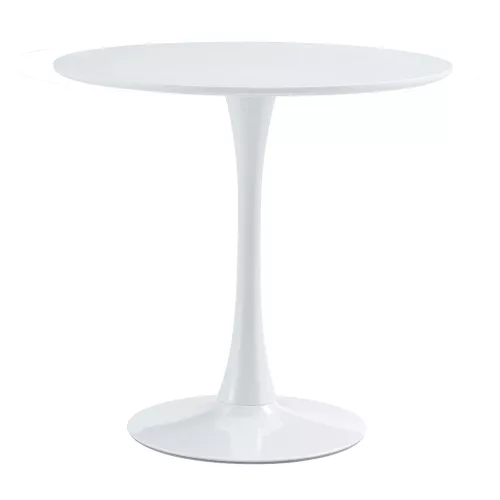 Étkezőasztal, kerek, fehér, matt, átmérő 80 cm, REVENTON NEW