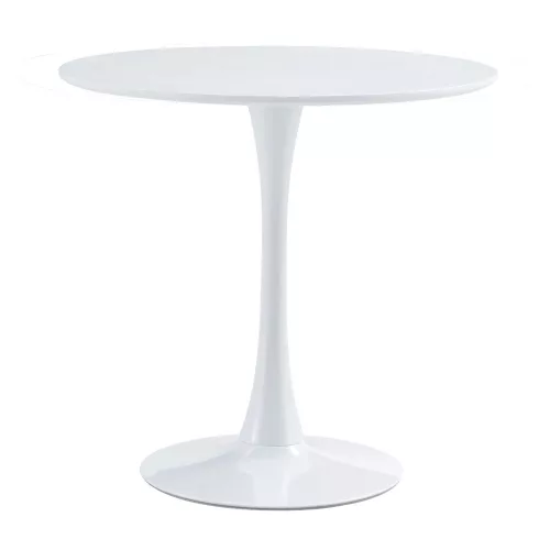Étkezőasztal, kerek, fehér, matt, átmérő 80 cm, REVENTON NEW