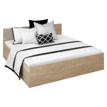   Ágy fém ráccsal és tárolóhellyel, 180x200, sonoma tölgy, DOLI