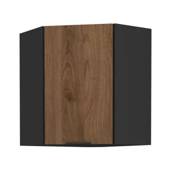   Felső sarokszekrény okapi dió/fekete, MENZO 60x60 GN-72 1F