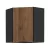 Felső sarokszekrény okapi dió/fekete, MENZO 60x60 GN-72 1F