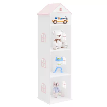 Gyerek könyvespolc, fehér/rózsaszín, MAISON TYP 2