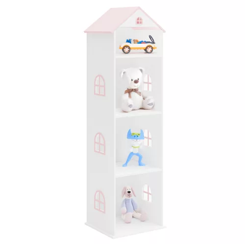 Gyerek könyvespolc, fehér/rózsaszín, MAISON TYP 2
