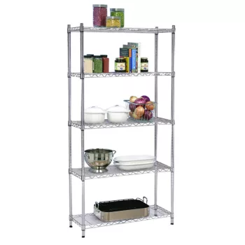 Könyvespolc, 5-polcos, króm, JUVEN