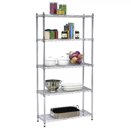 Könyvespolc, 5-polcos, króm, JUVEN