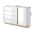 Komód D4S, fehér/grandson tölgy/fehér magas fényű, CITY