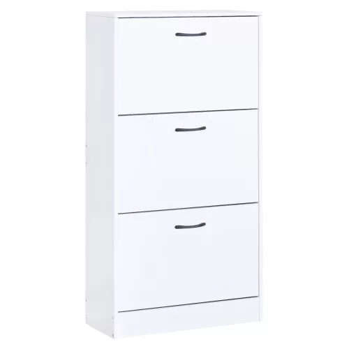 Cipőtároló, 3 soros, fehér, BOTORIA