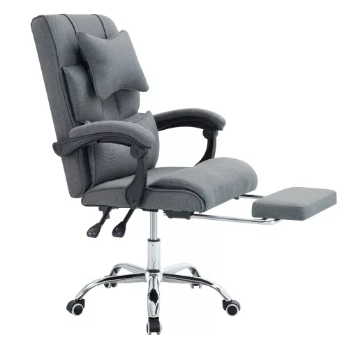 Irodai szék kihúzható lábtartóval, szürke/króm, WALDOR NEW