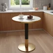 Bisztró asztal étkezőbe, fehér márvány/fekete/arany, átmérő 80 cm, OREN