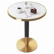 Bisztró asztal étkezőbe, fehér márvány/fekete/arany, átmérő 80 cm, OREN