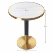 Bisztró asztal étkezőbe, fehér márvány/fekete/arany, átmérő 80 cm, OREN