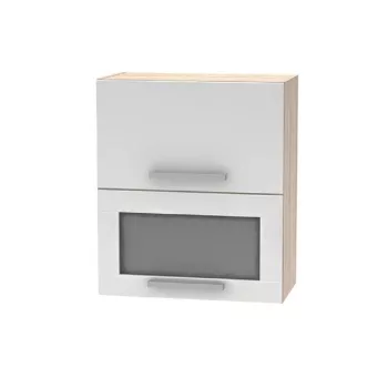   Billenő felsőszekrény üveggel 2DV, tölgy sonoma/fehér, NOVA PLUS NOPL-009-OH