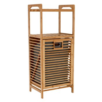 Szennyeskosár, natúr bambusz/szürke, KERI NEW