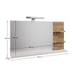 Tükör LED világítással, fehér/artisan tölgy, CUBO CUB04