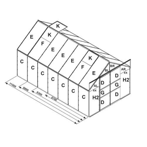 tartalék üveg az üvegházhoz VITAVIA URANUS 11500 PC 6 mm LG2544