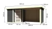 fából készült kerti ház KARIBU SCHWANDORF 3 + menedékhely 280 cm hátsó és oldalfalakkal együtt (77745) terragrau LG3902