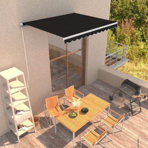 Antracitszürke kézzel behúzható napellenző 300 x 250 cm