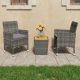 3 részes szürke polyrattan és akácfa bisztrószett