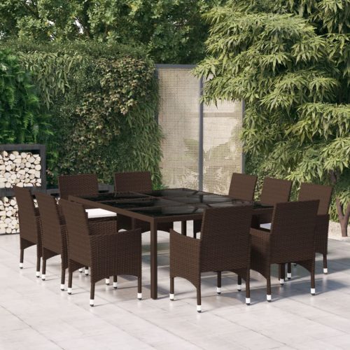 11 részes barna polyrattan kerti étkezőgarnitúra