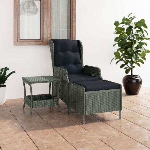 2 részes világosszürke polyrattan kerti ülőgarnitúra párnákkal