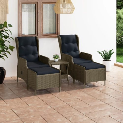 3 részes barna polyrattan kerti ülőgarnitúra párnákkal
