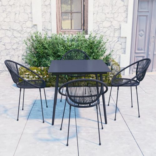 5 részes fekete PVC rattan kültéri étkezőgarnitúra