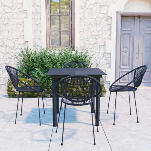5 részes fekete PVC rattan kültéri étkezőgarnitúra