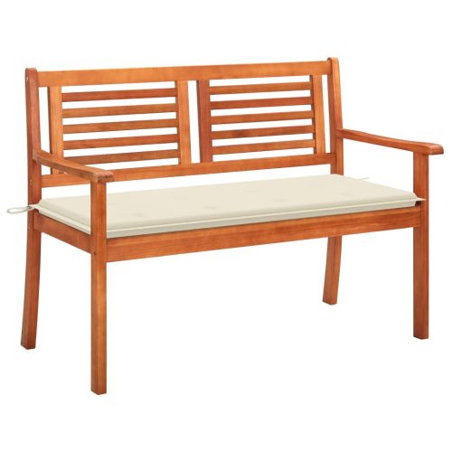 2 személyes tömör eukaliptuszfa kerti pad párnával 120 cm