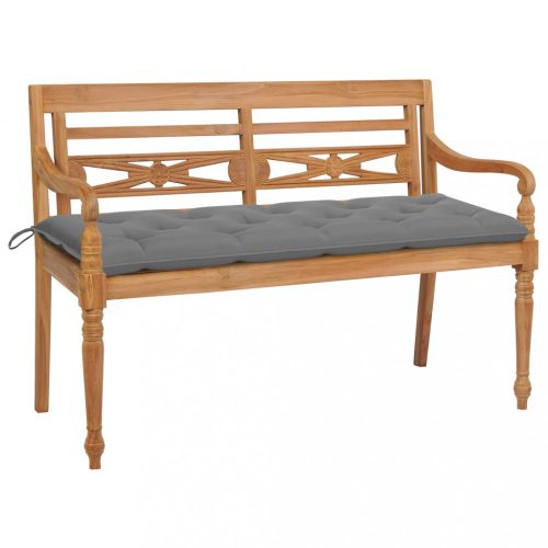 Tömör tíkfa Batavia pad szürke párnával 150 cm