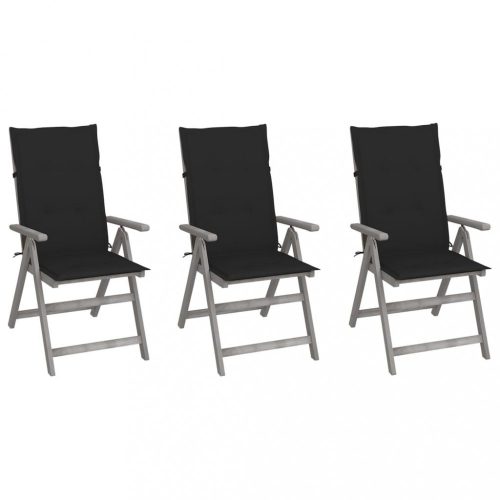 3 db dönthető tömör akácfa kerti szék párnával