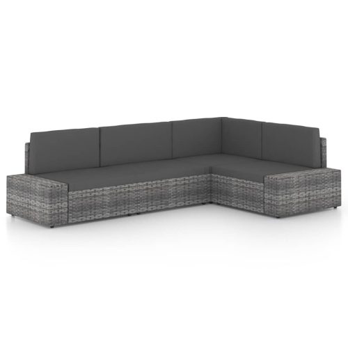 4 részes szürke polyrattan kerti ülőgarnitúra párnákkal