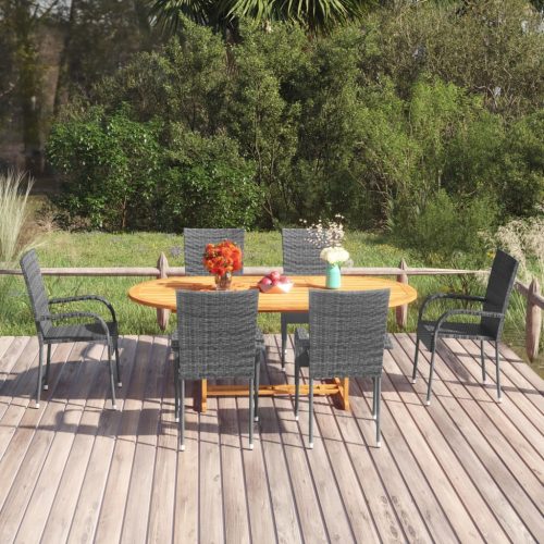 7 részes szürke polyrattan kerti étkezőgarnitúra