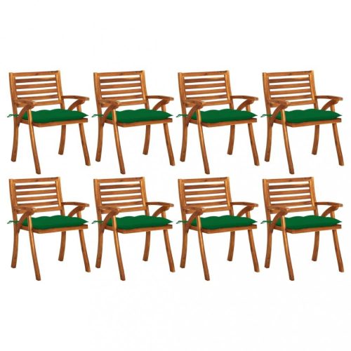 8 db tömör akácfa kerti szék párnákkal