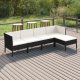 5 részes fekete polyrattan kerti ülőgarnitúra párnákkal