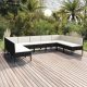 9 részes fekete polyrattan kerti ülőgarnitúra párnákkal